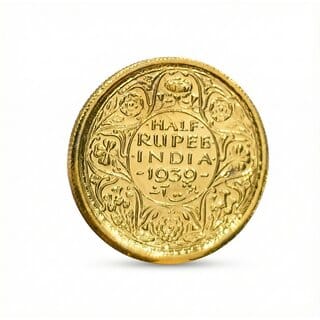 Half Rupee 1939 King George VI, British India Gold-plated Fantasy Coin Variant