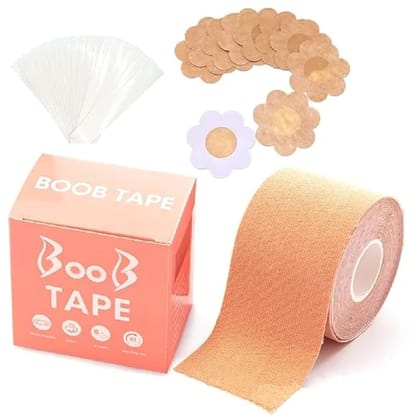 Boob Tape with 10 Nipple Pasties, 36 Fashion Tape & 1 Pair Silicone Bra Strap Cushions Body Tape for Women Push Up & Lifting Boobtape for Women Breast Tape Breast Lift Bra Tape Bob Tape..
