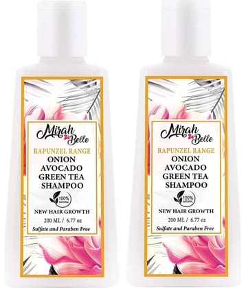 Mirah Belle Organic & Natural - Onion Avocado Green Tea- New Hair Growth- Paraben Free Shampoo 200 mL Pack of 2