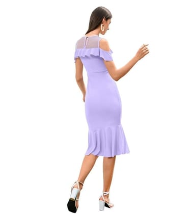 Women's Knitting Stretchable Solid Round Neck Sleeveless Dresses (Purple, XL)-PID56813