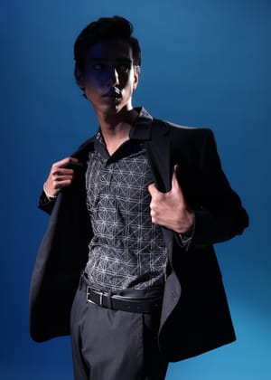 Charred Grid Shirt-S