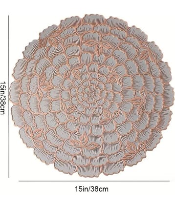 Dakshya Industries PVC Floral Round Table Mats ( 28 cm x 28 cm ) Pack of 1 - Copper