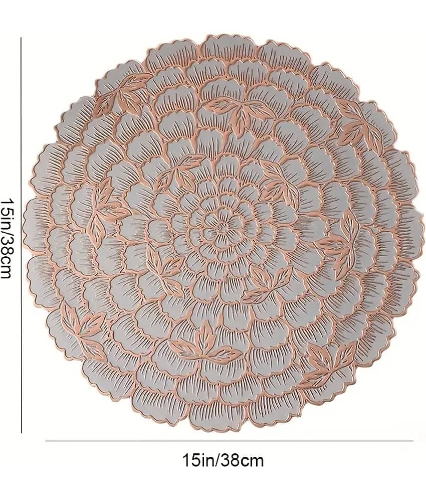 Dakshya Industries PVC Floral Round Table Mats ( 28 cm x 28 cm ) Pack of 1 - Copper