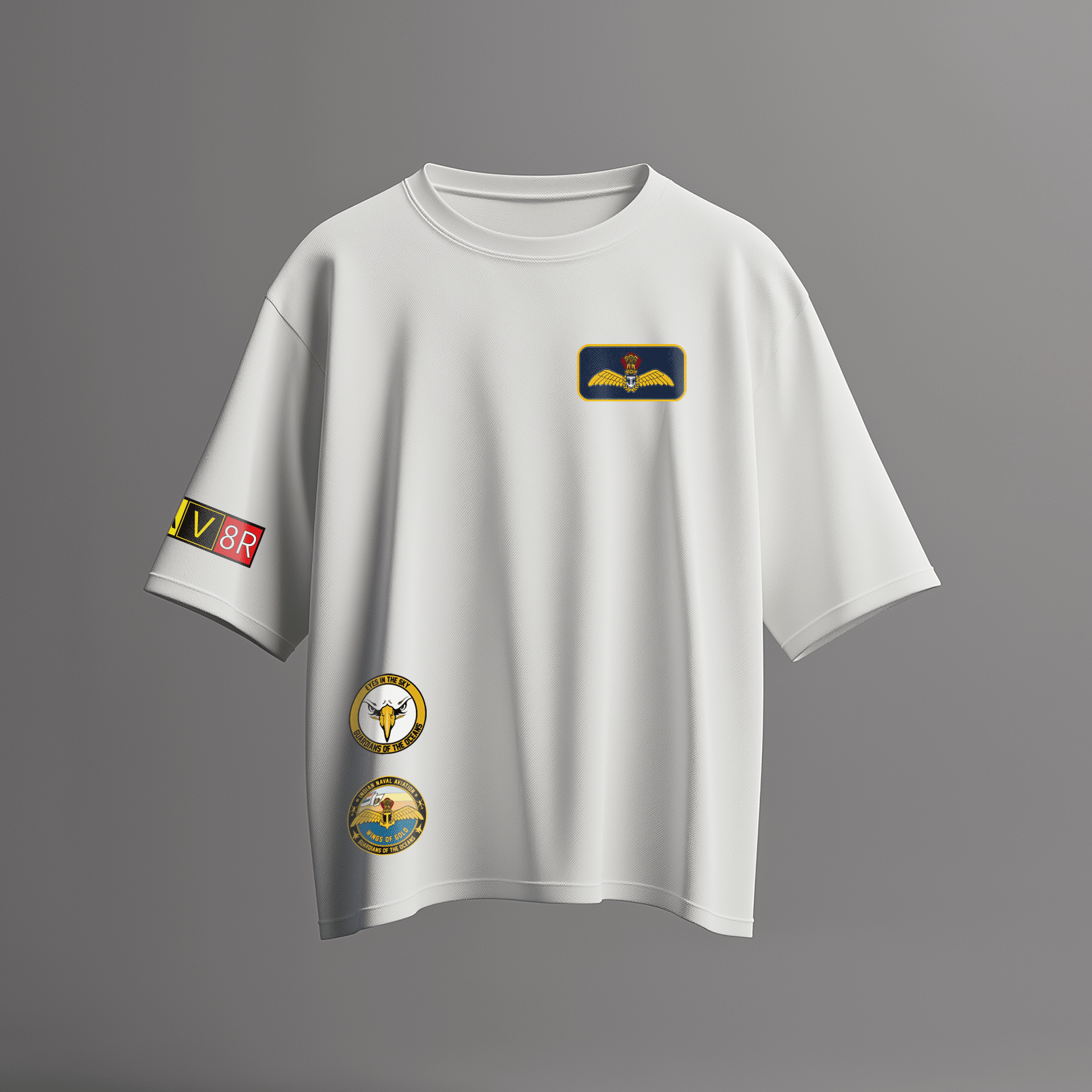 Indian Naval Aviation: Anti-Submarine Warfare White Oversized T-Shirt-S