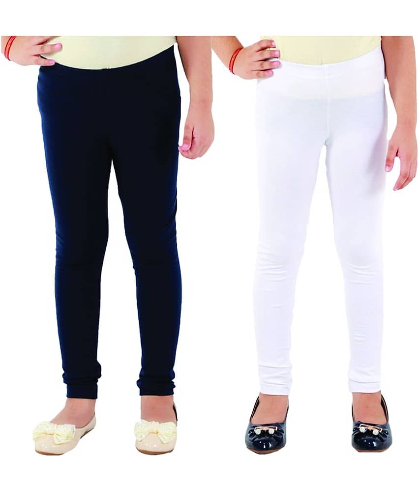 Kids Cave Pack of 2 Girls Cotton Blend Leggings ( Blue )