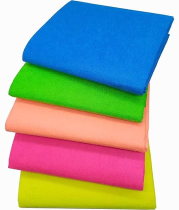 PRANSUNITA Neon Shades Felt Fabric Sheets Stiff (Hard),Size 22” x 18 Inch – 5 Different Colors – for Kids School DIY Crafts Patchwork Embroidery Sewing Crafting Project- 5 pcs