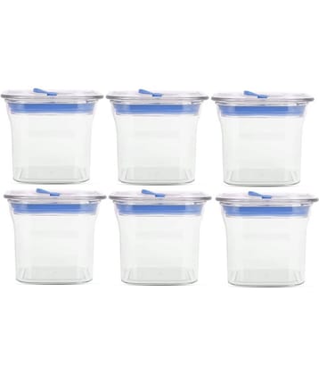 HomePro Fabio Airtight Transparent storage Plastic container pack of 6, Square, 600ml, Blue