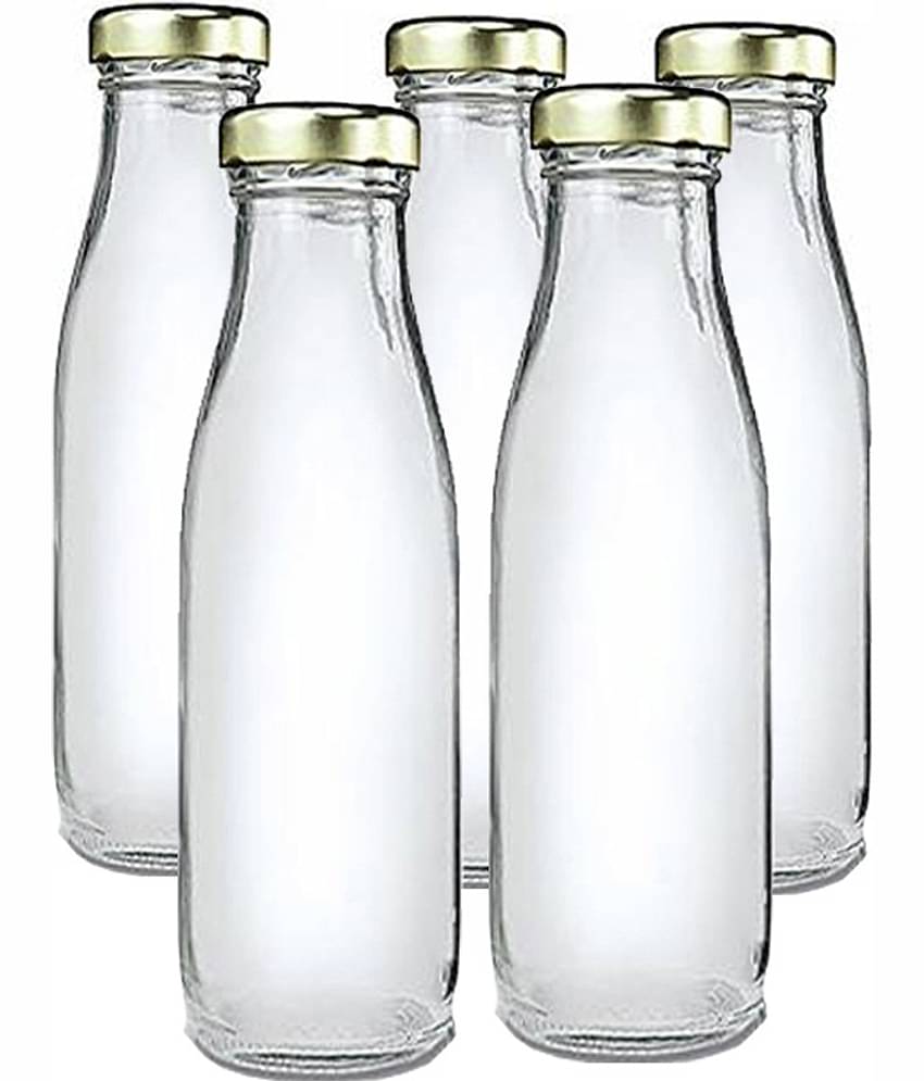 Afast Glass Water Bottle, Transparent, Pack Of 5, 500 ml