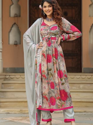 Foil Embroidered Suit Set-S