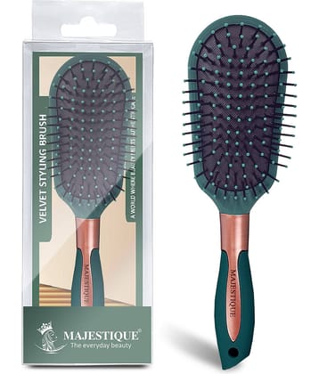 Majestique Styling Hair Brush Nylon Round Hair Comb for Detangling Separating Shaping - Green