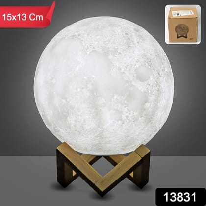 Moon Night Lamp with Plastic Stand Night Lamp for Bedroom (15x13 Cm / 1 Pc)
