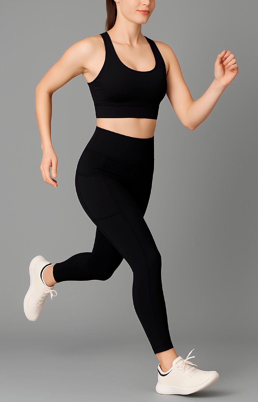 Sports Leggings 4-Way Stretch Fabric Breathable Mesh Panels (Size-XL) Black