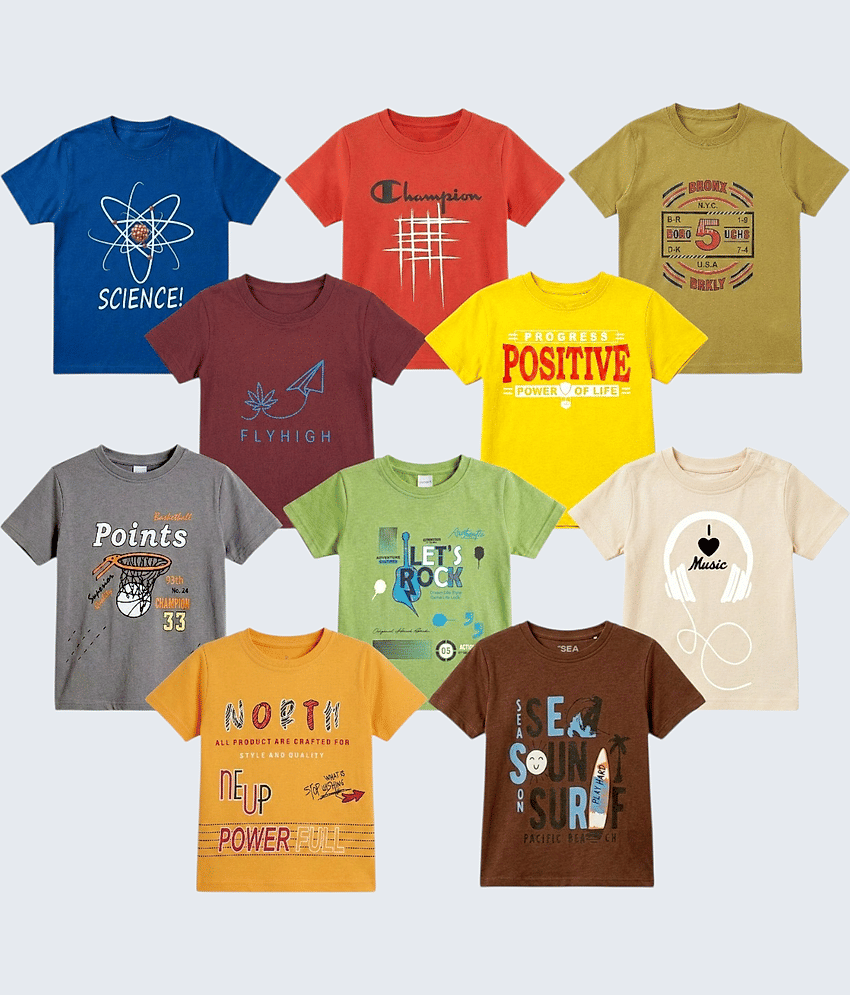 FANCY WEAR Pack of 10 Boys Cotton Blend T-Shirt ( Multicolor )
