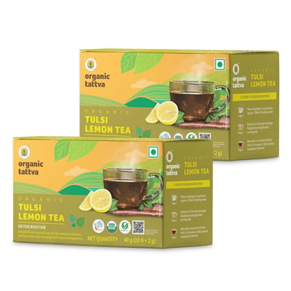Organic Tattva Organic Tulsi Lemon Tea - 40g x Pack of 2 Organic Tattva Organic Tulsi Lemon Tea - 40g x Pack of 2