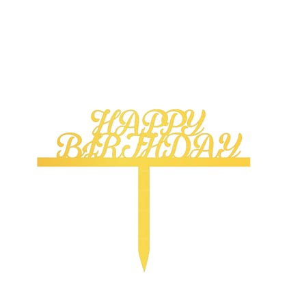 Happy birthday cake topper-Golden