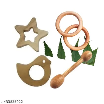 Neem Teether in Unique and Fun Shapes for Babies (Pack of 5) Neem Teether in Unique and Fun Shapes for Babies (Pack of 5)