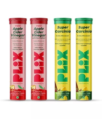 Plix ACV & Garcinia Cambogia Combo For Weight Management, Boost Metabolism & Burn Fat(4 x 15 No)