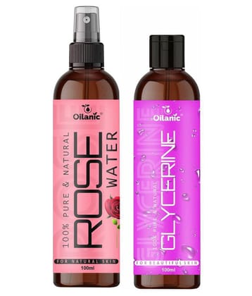Oilanic  Rose Water & Glycerine  Skin Tonic 200 mL Pack of 2
