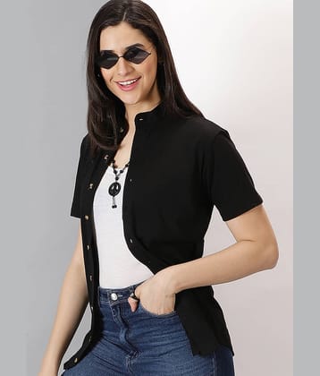 GESPO Women Solid Cotton Blend Shirt ( White )