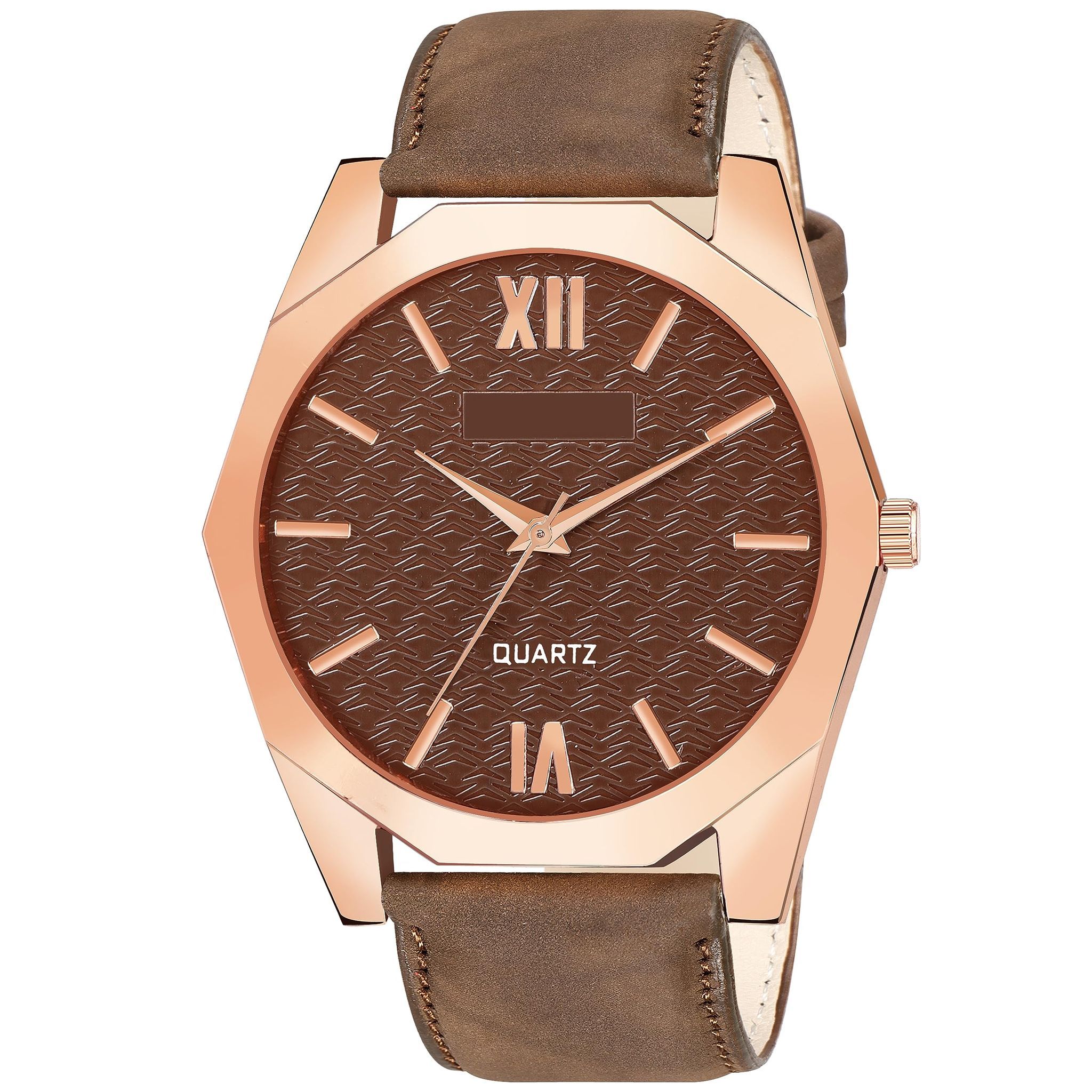 Brown 3D embossed Dial Analog Watch for Men LR83