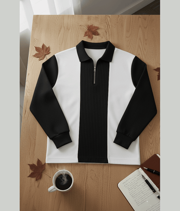 Try This Cotton Blend Polo Collar Men's Sweatshirt - Black ( Pack of 1 )