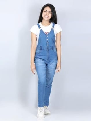 Girl's Denim Solid Buttoned Dungaree (Blue, 11-12-Yrs)-PID66051 Girl's Denim Solid Buttoned Dungaree (Blue, 11-12-Yrs)-PID66051
