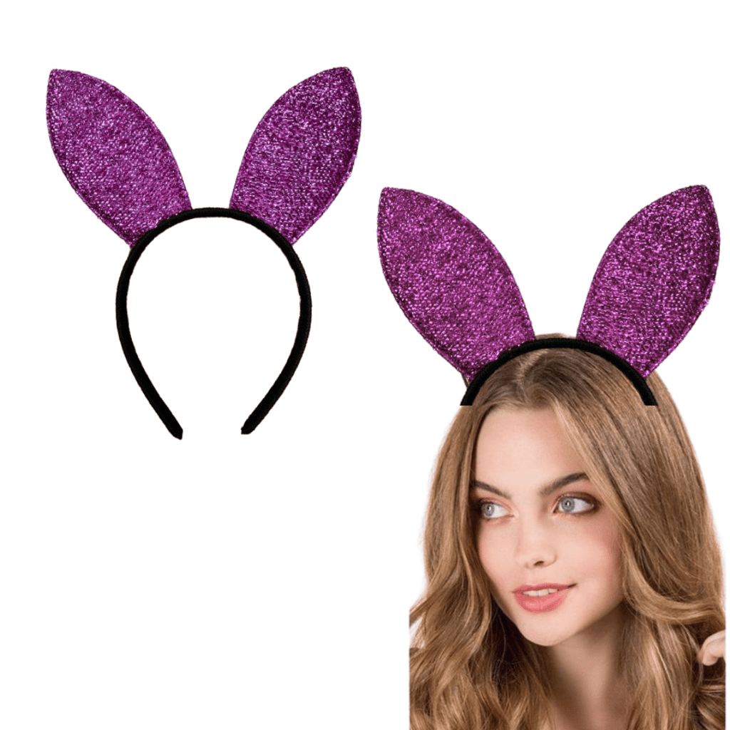 Play Boy Bunny Ears Shimmery Purple Headband - 1PC - Party and Festive Needs | Buy online on ZillyBuy