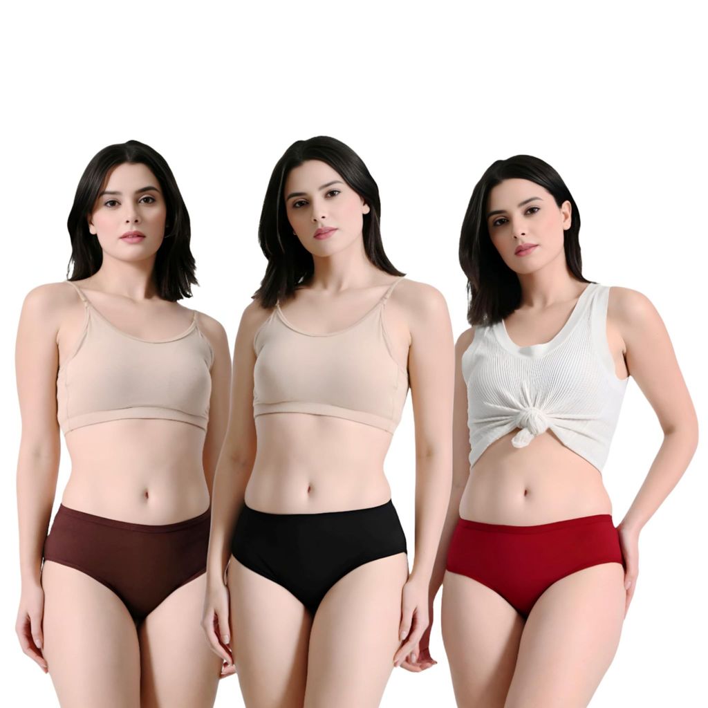 FAIRO STORE Women's Cotton (L Size 90 cm) Panties Comfortable Solid Hipster Multicolor Panties (Pack of 3) - Nightwear & Loungewear | Buy online on ZillyBuy