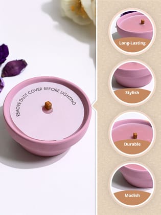 Elegant Pink Ceramic Pot Candle with Wooden Wick