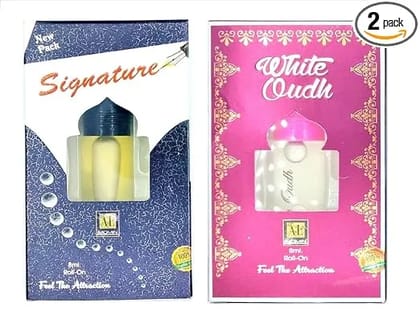 Signature and White Oudh Long Lasting Pure And Natural Attar Combo Each (8ml)