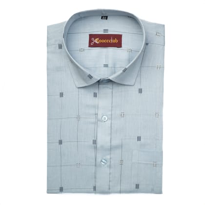 Astral Blue Color Check Butta Cotton Shirts-M (38 Inch) (98 CM) / Full