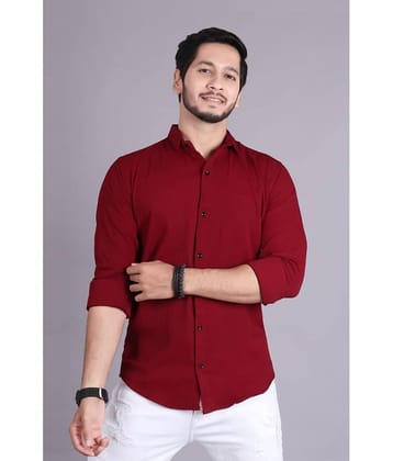 jeevaan... the perfact fashion Cotton Blend Slim Fit Solids Full Sleeves Men's Casual Shirt - Maroon ( Pack of 1 )