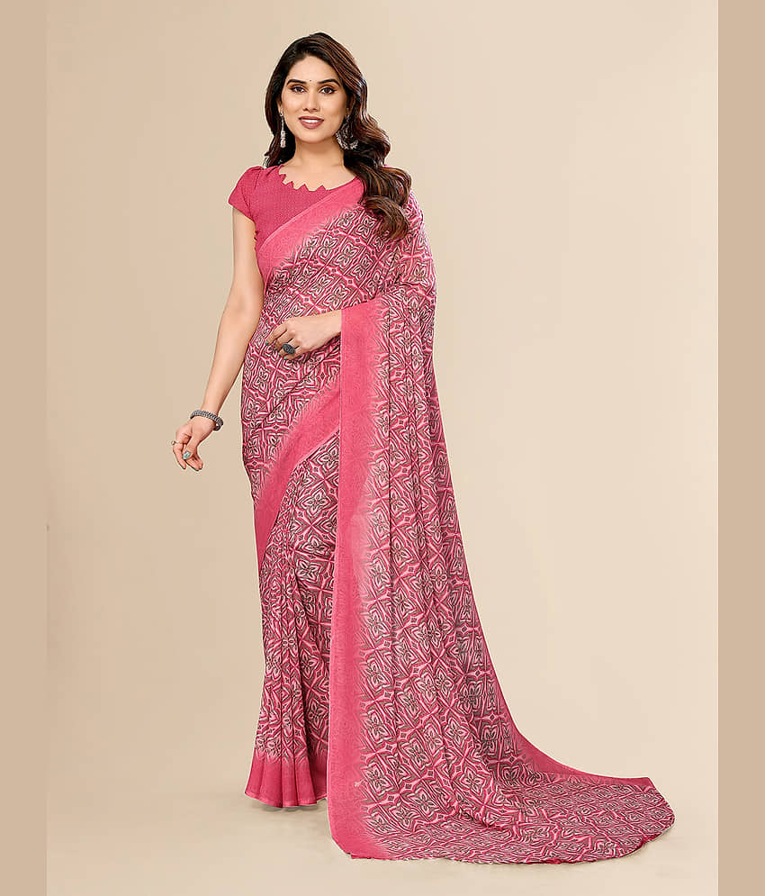 ANAND SAREES Georgette Printed Saree With Unstitched Blouse Piece ( Grey )