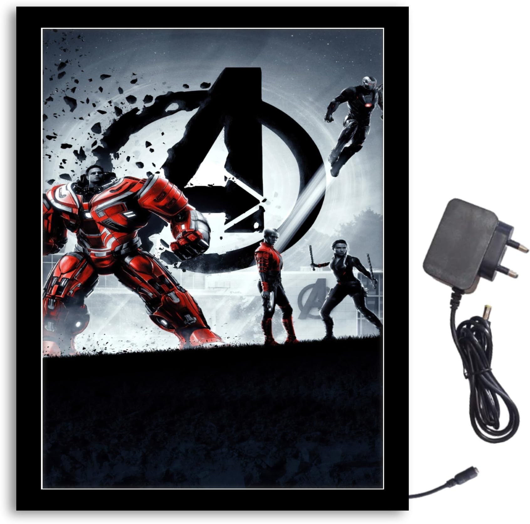 NOKKES Avengers With Team Light Photo Frame 8X10 inch Led Light photo Frame With Light Adaptor Led Light Photo Frame Black Color Photo Frame_AQW145