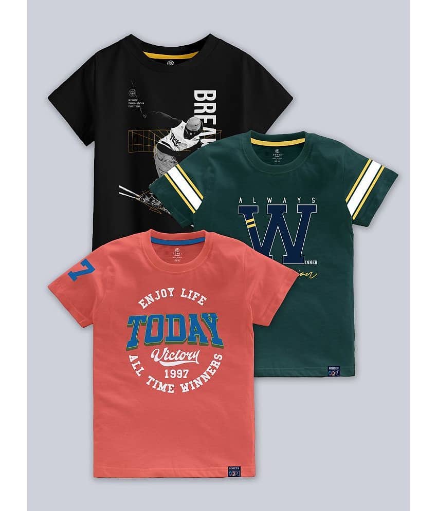CODEZ Pack of 3 Boys Cotton Blend T-Shirt ( Multicolor )