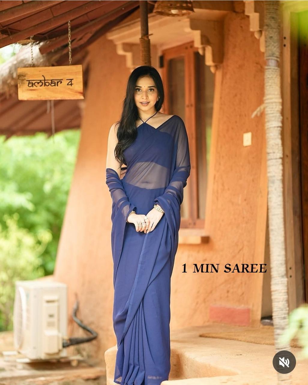 Plain Georgette Ready to Wear Saree Party Wear