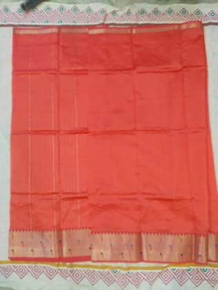 Elegant Orange Mangalgiri Cotton Silk Saree