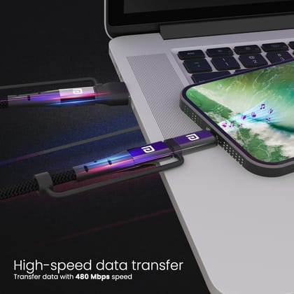 Portronics Konnect J8 3-in-1 Fast Charging Cable (Black)