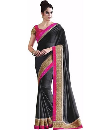 AV FASHION Chiffon Saree With Unstitched Blouse Piece ( Grey )