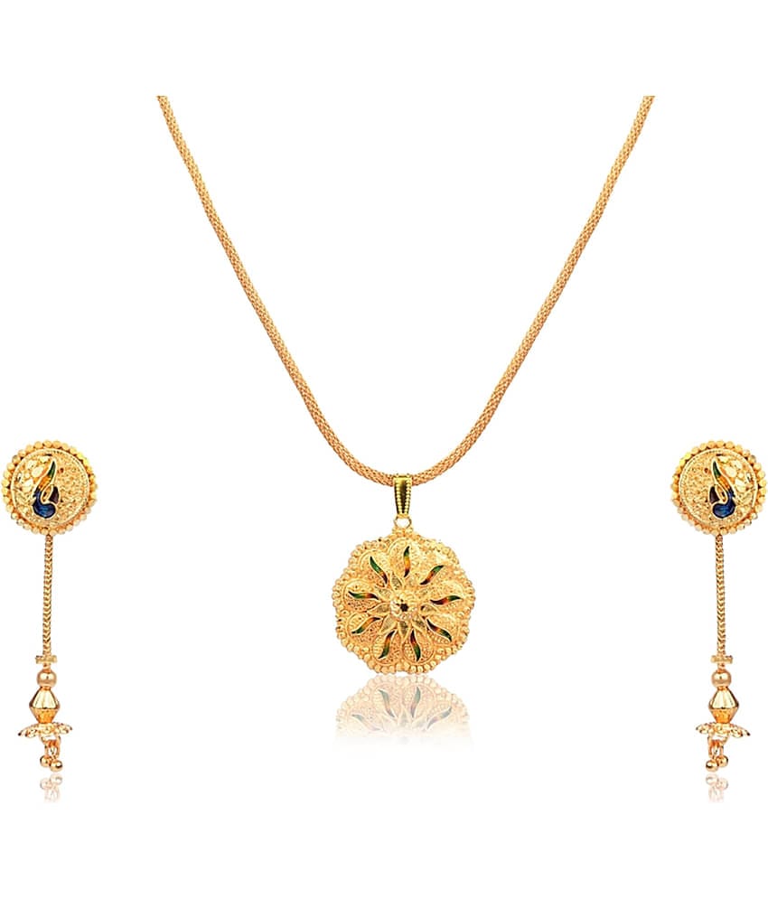 Darshini Designs - Yellow Pendant set ( Pack of 1 )