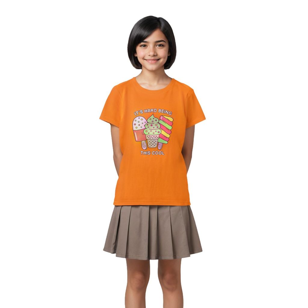 Luxurious Kids Girls T shirt Cotton Vibrant Orange Cool Ice Creams 2025 at ShopCircuit | ONDC