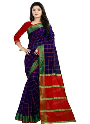Generic Women's Cotton Silk Saree with Blouse (Purple, 5 - 6 Mtrs)
