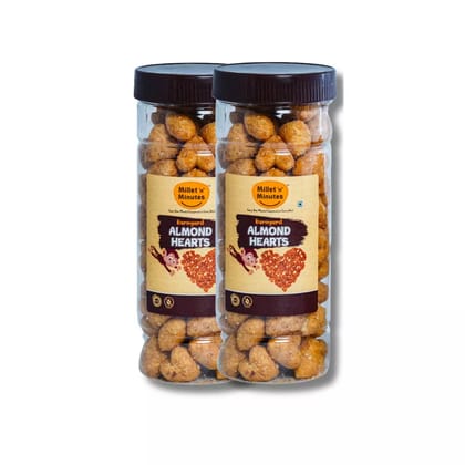MilletnMinutes Barnyard Millet Almond Hearts – Wholesome Snack Made with Barnyard Millets, Almonds, and Jaggery – Rich in Fiber and Natural Goodness – Pack of 2
