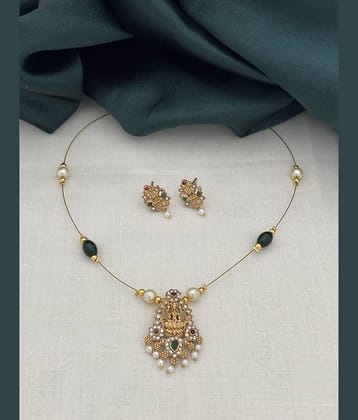 ROFARWORD Gold Brass Necklace Set ( Pack of 1 )