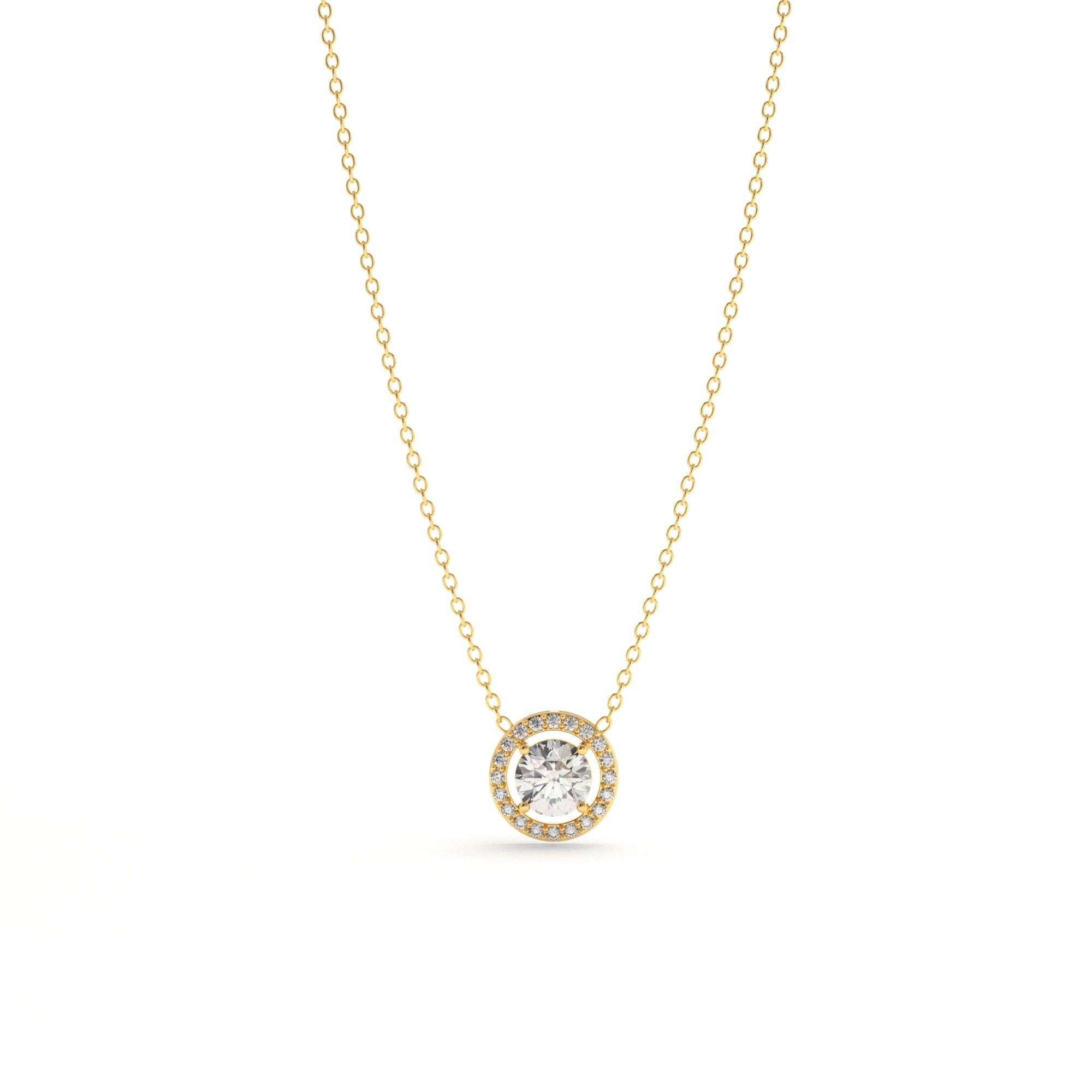 Cubic Zirconia Round Necklace-18k Gold Plated