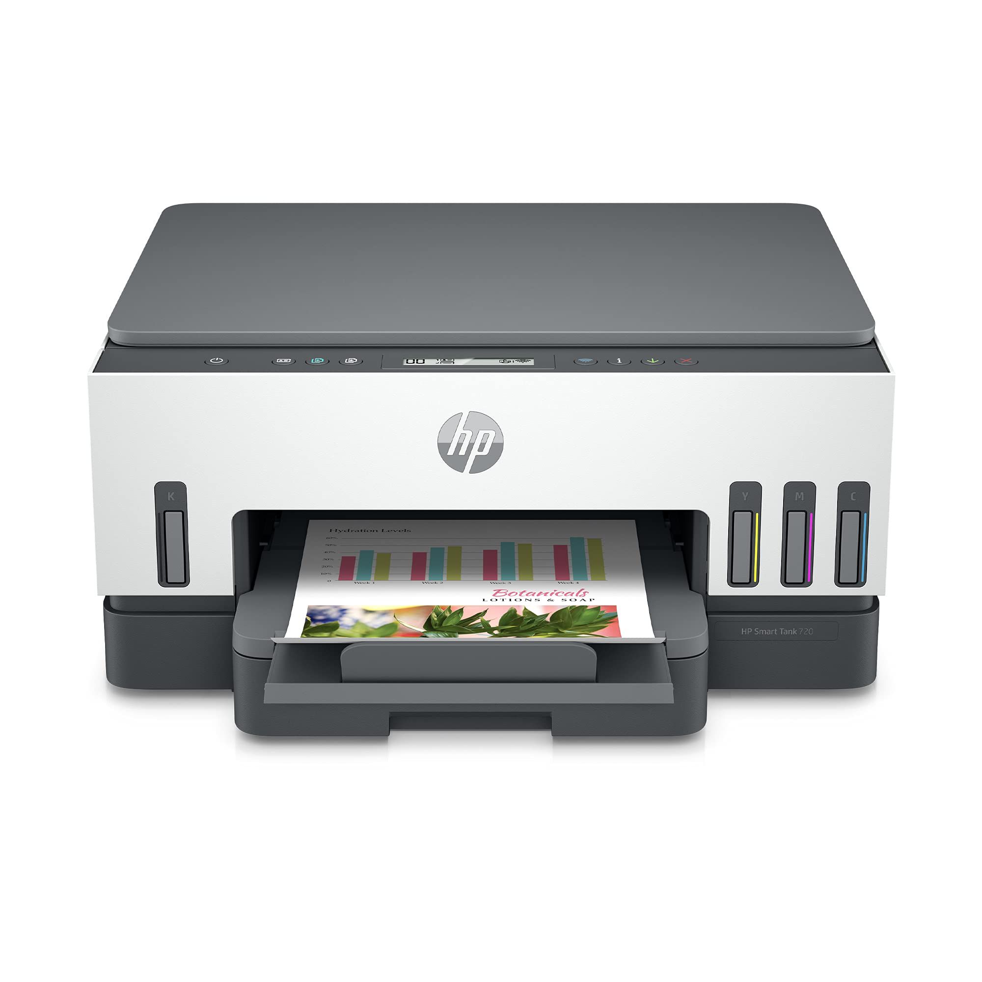 HP Smart Tank 720 All-in-One Auto Duplex WiFi Colour Printer, Print, Scan & Copy for Office HP Smart Tank 720 All-in-One Auto Duplex WiFi Colour Printer, Print, Scan & Copy for Office - Grey White / 48.8X23.9X41.0 cm