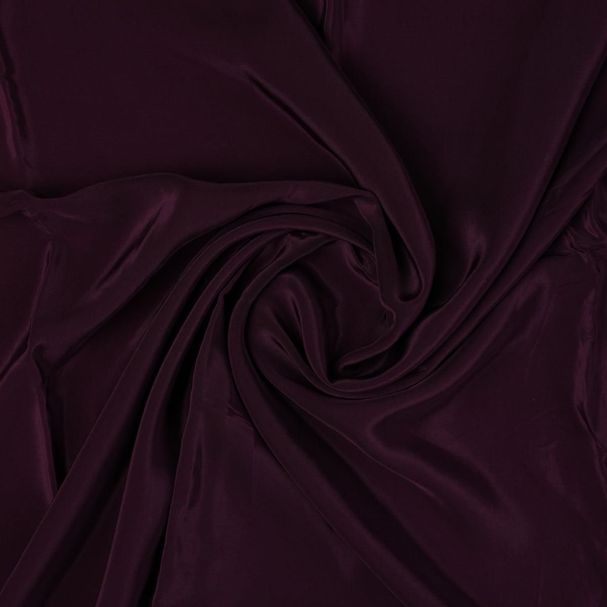 Wine Colour Natural Crepe Plain Dyed Fabric-Viscose / Natural Crepe / 110 CM | 43 Inch