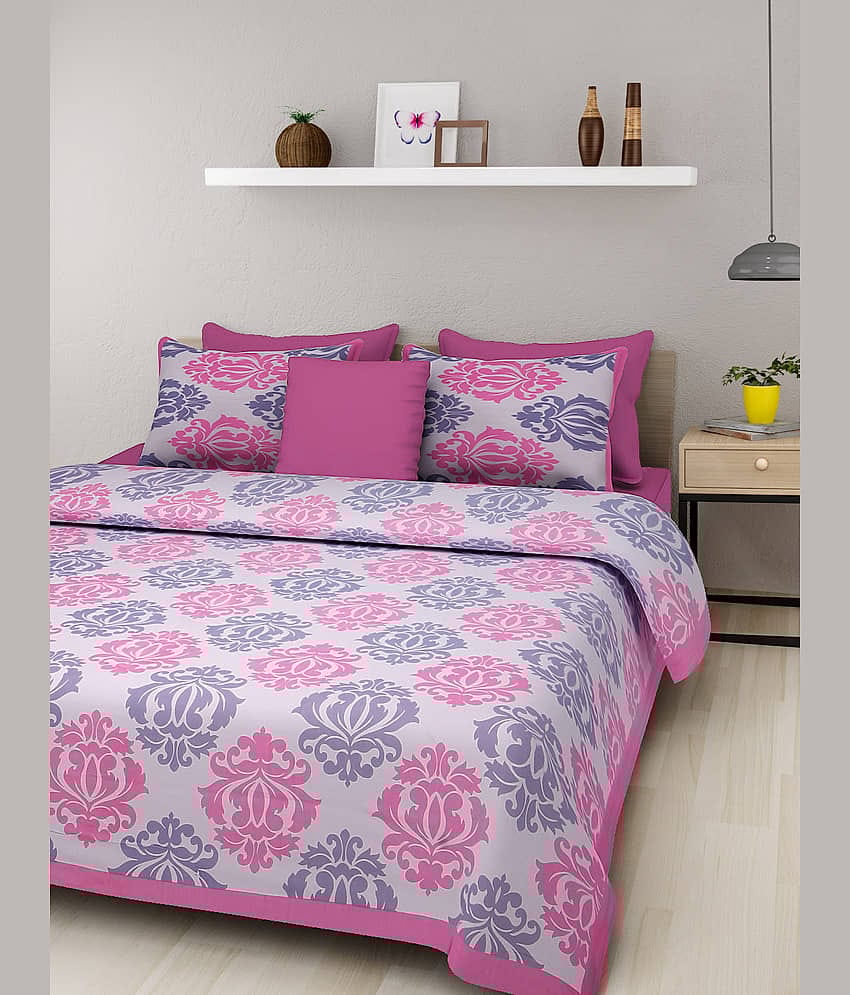 Uniqchoice Cotton Double Bedsheet ( Pink )