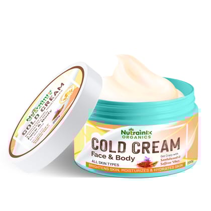 Nutrainix Organics Luminous Revival Cold Cream, Hydration + Brightening Cream for Dull, Dry & Uneven Skin – All Skin Types - 200g