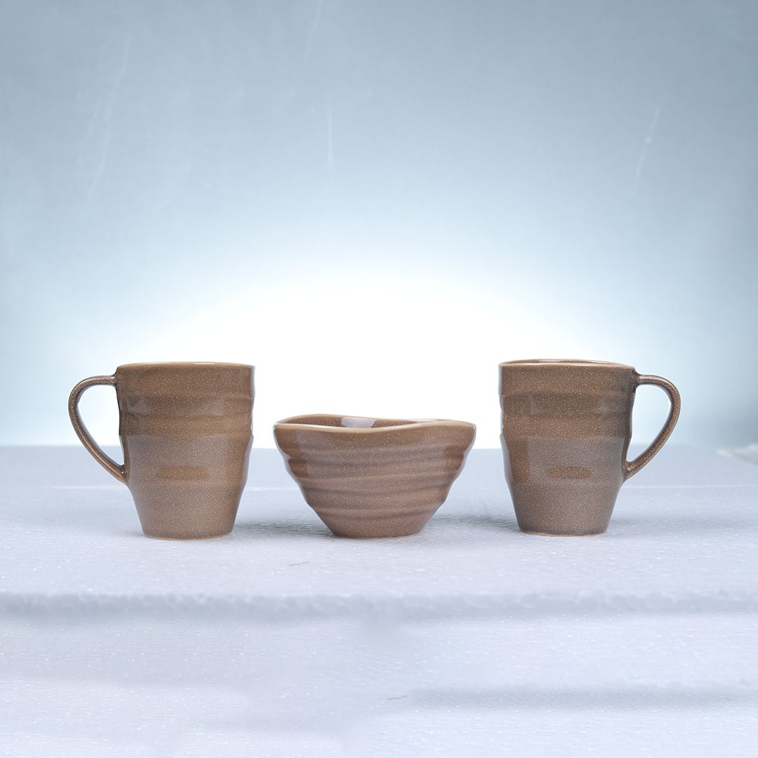 Fujitake Cup & Bowl Set - Burnt Sienna